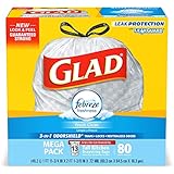 Glad Tall Kitchen Drawstring Trash Bags - OdorShield 13 Gallon Grey Trash Bag, Febreze Fresh Clean - 80 Count