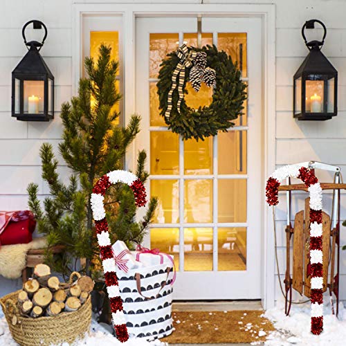 N&T NIETING Christmas Candy Cane, 50Inch Tinsel Christmas Candy Cane Hanging Ornament Candy Cane Stick for Christmas Xmas Decorations (Red & White)