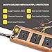 SUPERDANNY Surge Protector Power Strip 10 ft Long Extension Cord Flat Plug Desktop Charging Station Hub 3 AC Outlets 2 USB Ports with Fastening Cable Tie for Home Office Dorm Room, Wood Grain
