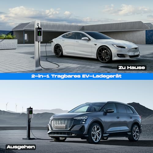 Mobile Wallbox 11 kW [3-Phase | 5 m | 6-16 A] Mobile Charging Station EV Charging Cable CEE 16A to Type 2 and EV Charger with Adjustable Current and Setting Start Time for All EV PHEV IEC 62196-2 VDLPOWEREU