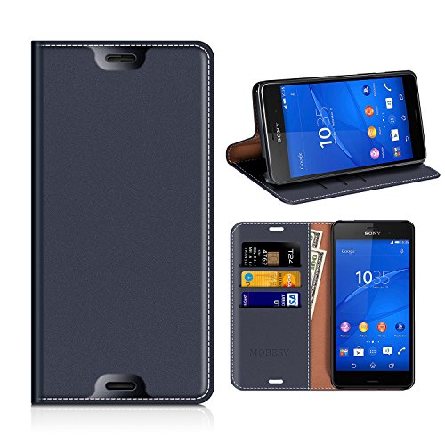 Sony Xperia Z3 Wallet Case, Mobesv Sony Xperia Z3 Leather Case/Phone Flip Book Cover/Viewing Stand/Card Holder for Sony Xperia Z3, Dark Blue