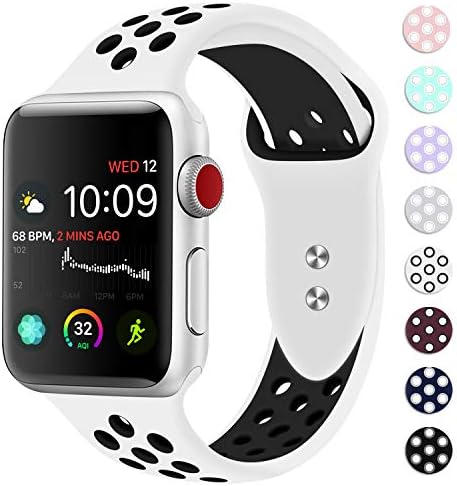 Booyi Sport Band for Apple Watch 38mm 40mm 42mm 44mm, Sport Bands Soft Silicone Wristband Replacement Compatible for iWatch Apple Watch Series 4,3,2,1 Nike+,Sport,Edition-S/M M/L