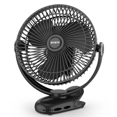 BIVBTP Rechargeable Portable Fan, 10000mAh Battery With Clip, 8 Inch for Stroller, Golf Carts, Strong Airflow USB for Office Desk, Outdoor Travel, Camping, Tent, RV, Treadmill, Pram