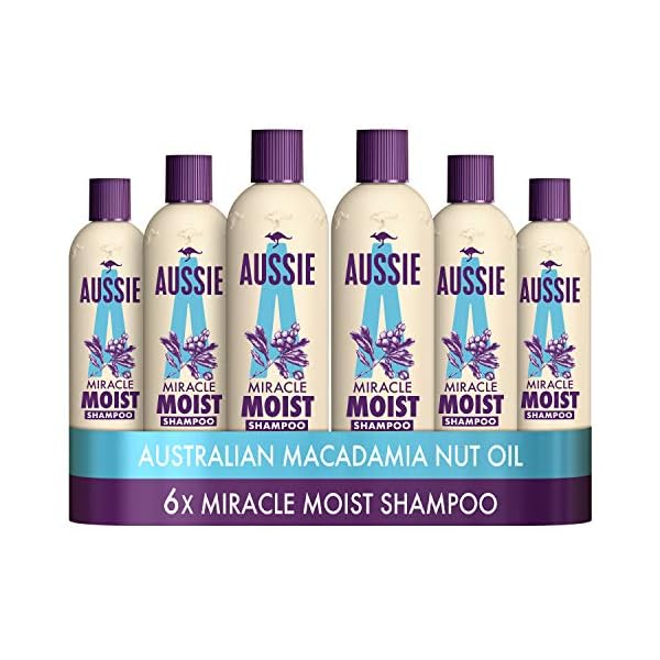 Aussie Miracle Moist Shampoo 300 ml - Pack of 6, Cruelty free
