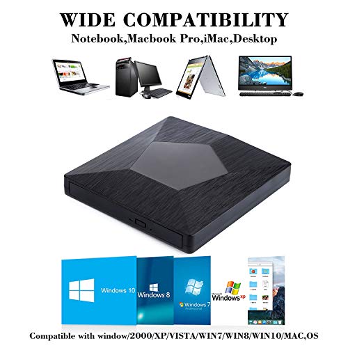 External CD Drive, Proslife USB 3.0 DVD Player, High Speed Data Transfer for Laptop/Desktop/XP/Vista/Win7/8/10/Mac, OS