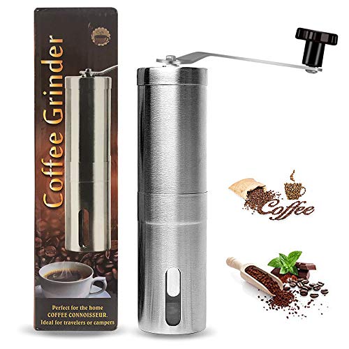 Henzin Manuelle Kaffeemühle mit Keramikmahlwerk Hand Kaffeemühle aus Edelstahl mit stufenloser Einstellung…