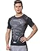Red Plume Men's Compression Sports Shirt,Leisure Movie Hero Fitness T-Shirt (M, Black)