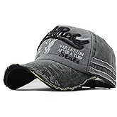 YULOONG Vintage Cotton Baseball Cap Denim Frayed Edge Sunhat Adjustable Unisex