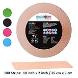 Bulk Precut MUSCLE FIX Clinical Kinesiology Recovery Sports Athletic Injury Therapeutic Support PRO Big Jumbo Tape Roll (100 Strips 10 in X 2 In / 25 cm x 5 cm)