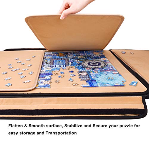 1500 Pieces Jigsaw Puzzle Board, Portable Puzzle Board, Jigsaw Puzzle Table Board, Puzzle Keeper Puzzle Caddy with Sorting Trays & Detachable Board,Non-Slip Surface