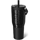 BrüMate Resa 35oz 100% Leakproof Travel Tumbler w/Handle & Straw | Flexible SoftSip Straw | Silicone Sleeve for Durability | Stainless Steel | Cup Holder & Travel Friendly Water Bottle (Onyx Leopard)