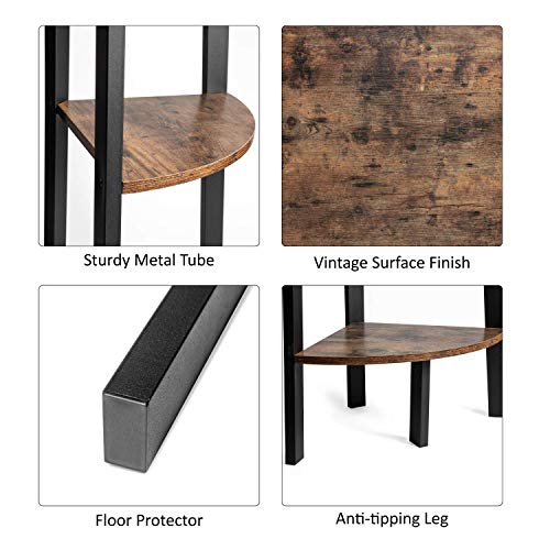 image for Ballucci Industrial Corner Shelf, 5-Tier Bookcase Storage Rack, Wood P