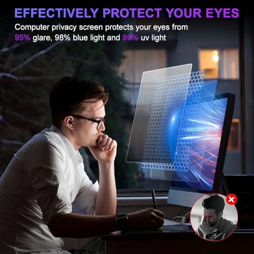 Ssumght 27 Inch Privacy Screen for Monitor Computer Screen Privacy Filter for 16:9 Widescreen Monitor Desktop PC Anti-Glare Protector and Blue Light UV-Blocking,1 Pack