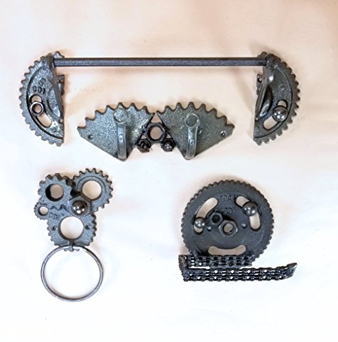 Click Here to See More Images Cast Iron Gears Bathroom Accessory Set 4 piece