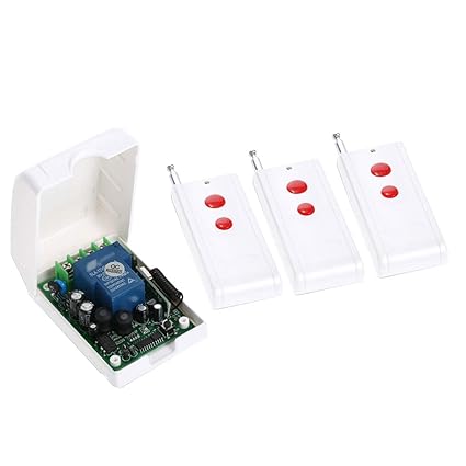B Blesiya AC 220V 30A Funkfernbedienung Schalter + Empfänger für Elektronisches Türöffner - Weiß + Grün 3x Fernbedienung