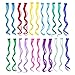 SWACC 22 Pcs Colored Party Highlights Clip on in Hair Extensions Multi-Colors Hair Streak Synthetic Hairpieces