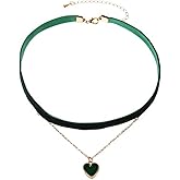 COLORFUL BLING Black Heart Love Velvet Choker Necklaces Set Vintage Adjustable Gothic Ghoker Small Heart Necklaces Chocker for Women