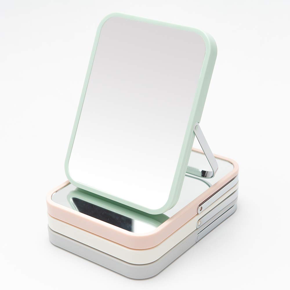 YEAKE Table Desk Vanity Makeup Mirror,8-Inch Portable Folding Mirror with Metal Stand 90°Adjustable Rotation Tavel Make Up Mirror Hanging Bathroom for Shower Shaving(Green): Beauty