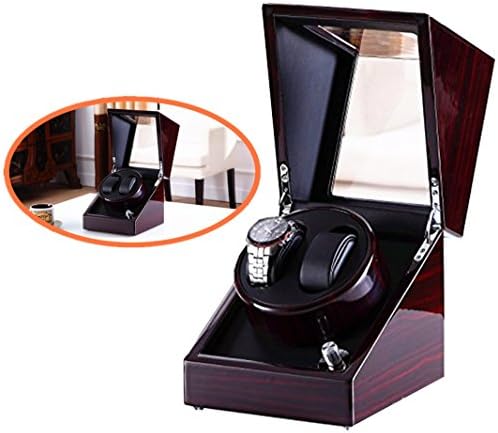 Double Watch Winder, Love Nest High-Grade Japanese Mabuchi Motor Wood Automatic Watch Winder Burgundy and Black Inside Piano Finish Pure Handmade with Quiet Watch Winder Box [Power Included]