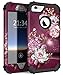 Hocase Compatible with iPhone 6/6s Case, Heavy Duty Shockproof Silicone Rubber Bumper+Hard Plastic Full Body Protective Case - Royal Purple Flowers