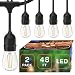 Banord 2 Pack LED 48FT Outdoor String Light, Commercial Grade Heavy Duty Light String with 15 x E26 Socket, 36 x 2W Dimmable S14 Bulb String Lighting, Waterproof Vintage Patio Hanging Light