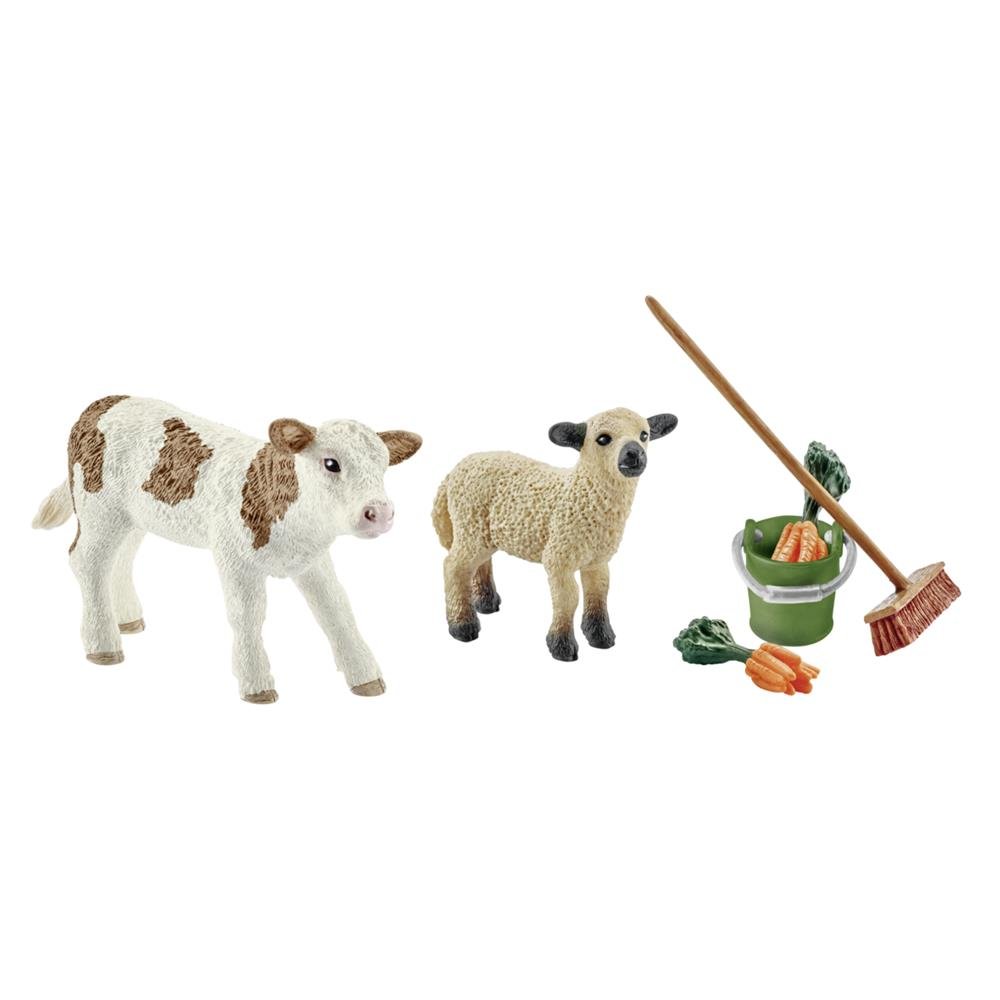 Schleich 41422 - Farm World Stable cleaning kit with calf and lamb