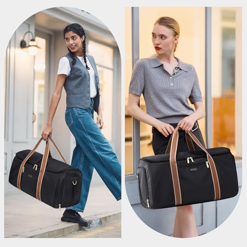 Travel Bag Convertible 2 in 1 Women's Handbag Foldable Clothes Bag Sports Bag for Business Trips and Weekend Getaways (Nero)
