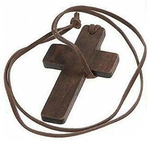 TenDollar Wooden Cord Gift Religious Christian Leather Pendant Cross Accessories Necklace By TenDollar