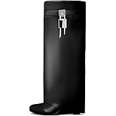 keleimusi Fold Over Wedge Boots Heeled PadLock Pant Knee High Shoes Tall/Short Booties in Black