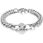 ULLMYYL Men’s Titanium Cuban Chain Bracelet, Stainless Steel Minimalist link Bracelet Rap Punk Hip Hop Rock Wristband - 22cm (8.66in)