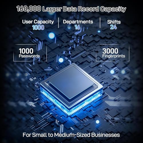 Forubar 2 in 1 Time Clocks for Employees Small Business (Fingerprint + Password) Employee Clock in & Out Machine Attendance Punch Clock, Clock in Machine for Employees - Multilingual Including Arabic