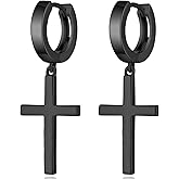 Jiamiaoi Sterling Silver Cross Dangle Earrings - Hypoallergenic Nickel Free Hoop Earrings for Men and Women