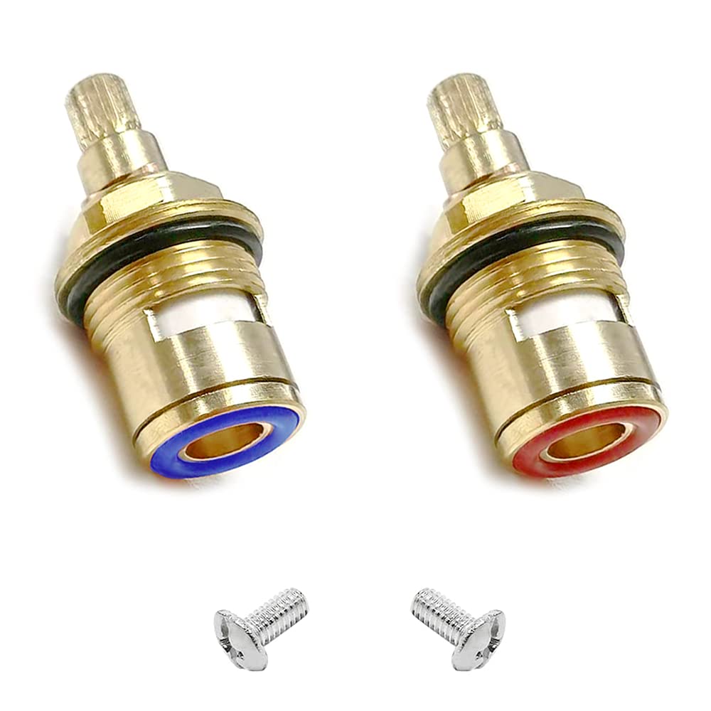 GOIYZTTR Tap Valves Replacement Brass Ceramic Stem Disc Cartridge Faucet Valve Quarter Turn 1/2" for Bathroom Kitchen Tap(1 Pair Hot & Cold)