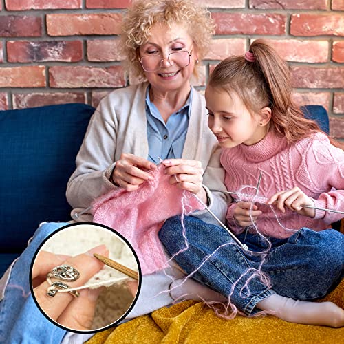 GYGYL 8 Pcs Adjustable Knitting Loop Crochet Loop Ring, Knitting Accessories, Hand-Made Silver-Plated Copper Rings, Faster Crocheting for Mother Grandma Thanksgiving Presents-Silver
