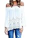 SmallDragon Women's Sexy Lace Crochet Off Shoulder Long Sleeve Casual Blouse Tops