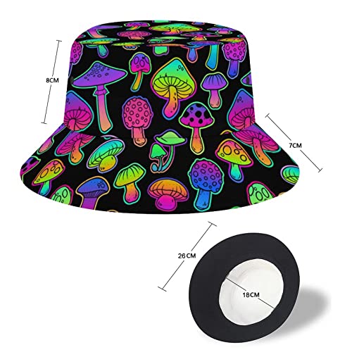 Aniruddha Colorful Mushrooms Bucket Hat for Women Men Summer Sun Hat Bucket Hat, Summer Travel Beach