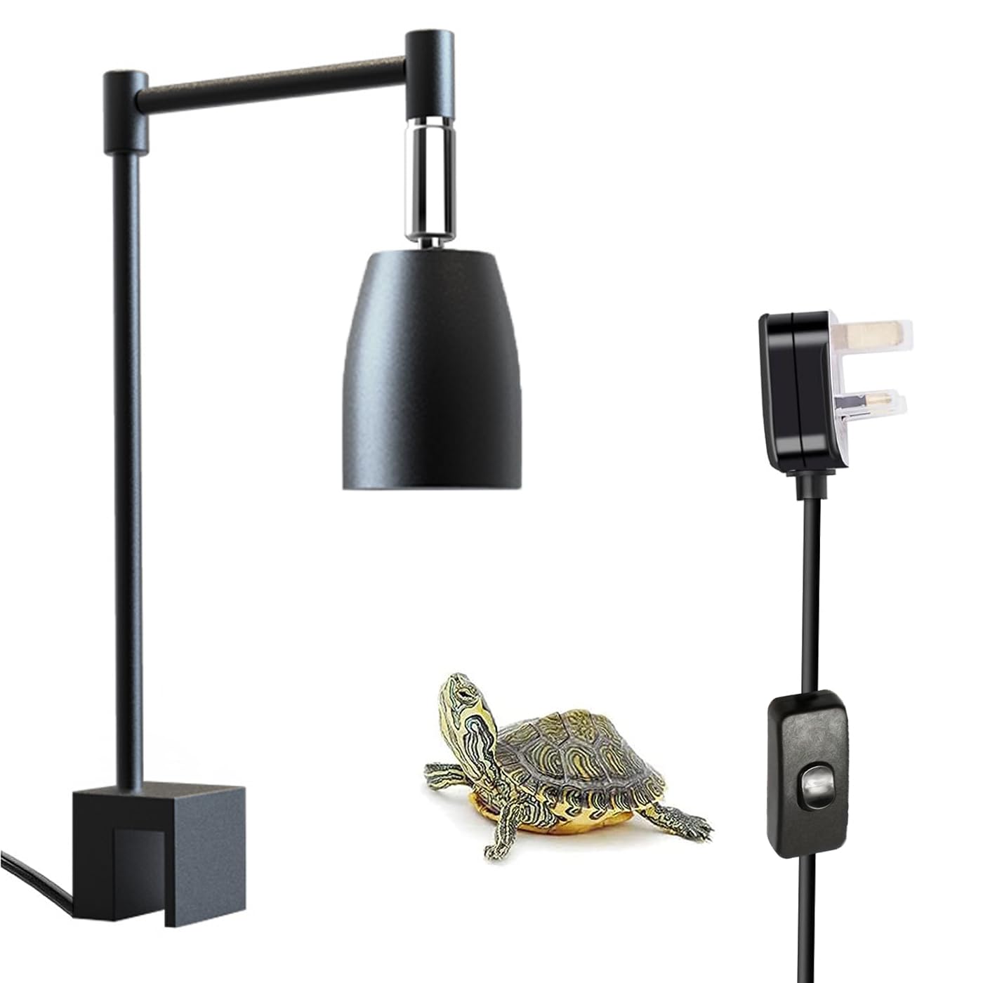 QeeHeng Tortoise Lamp Holder,UVA UVB Light Bracket for Reptiles,360°Rotatable Lamp Metal Stand for Turtle Aquarium Tank Heating Lamps,Suitable for Tortoise,Frog Habitat Terrarium Tank Accessories
