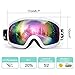Odoland Snow Ski Goggles S2 Double Lens Anti-Fog OTG Windproof UV400 Eyewear for Men, Women and Youth-Skiing Snowboarding, White Frame Green Lens vlt 15%