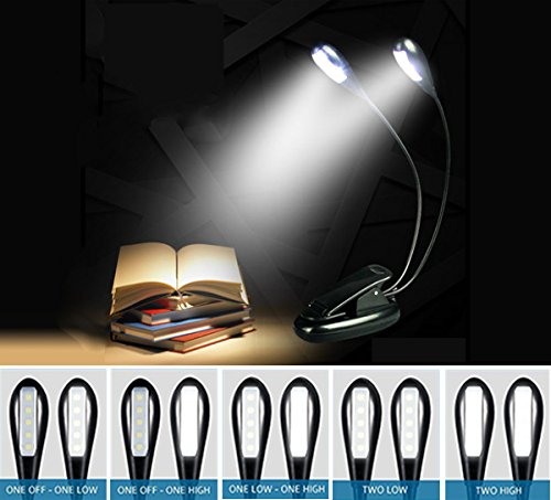 New Stlye LED Book Light - Clip on Light / Reading Light/ Night Light- 10 LED Music Stand Light with 2 Arms , Flexible Eye-Friendly Desk Lamp, Portable Travel Light Best For Readers