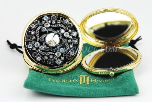Thorson Hosier Compact Purse Mirror Black Diamond Swarovski New Made in USA