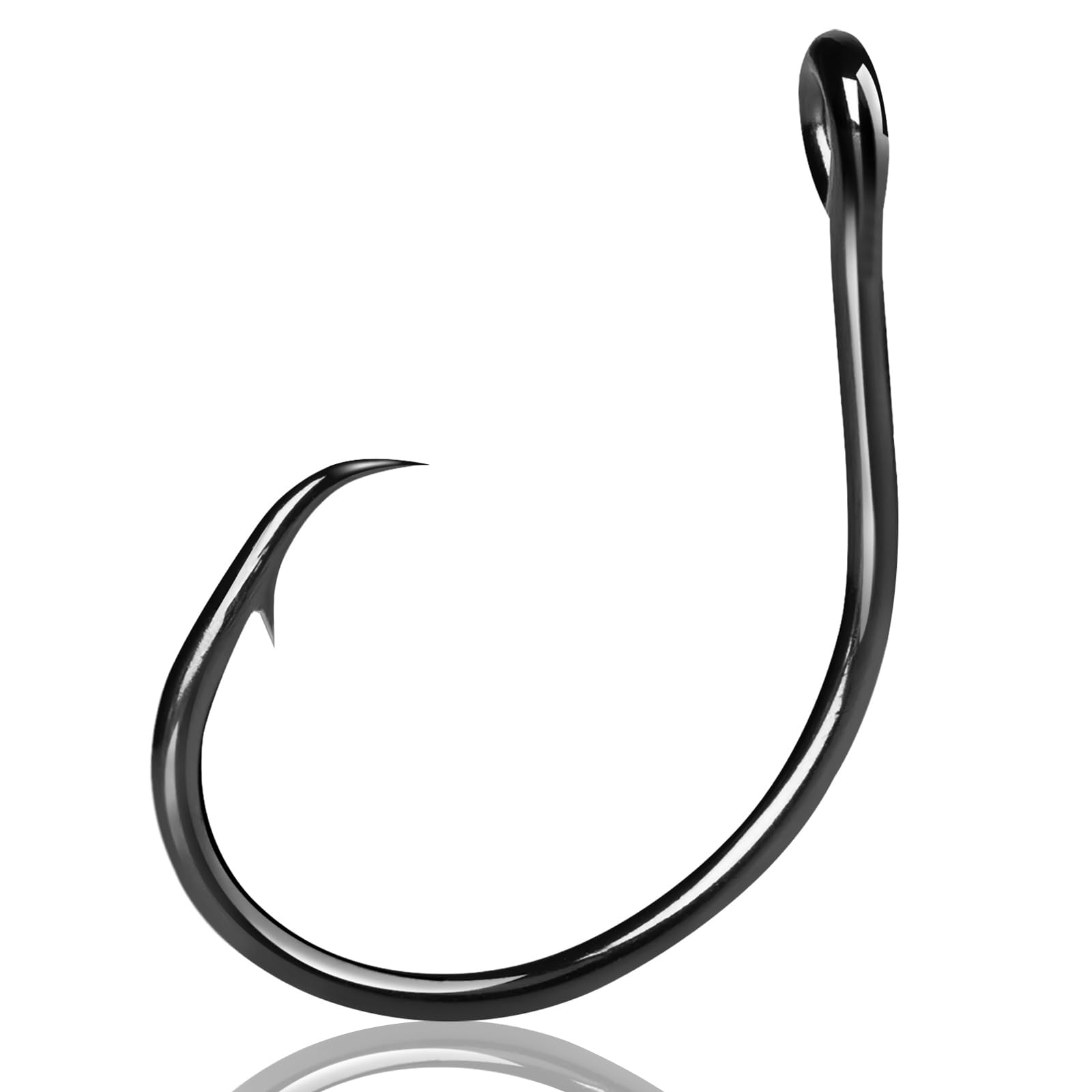 9KM DWLIFE Circle Hooks Inline,Fishing Hooks Barbed 25Pcs Black Closed Eye Non-offset Wide Gap for Freshwater and Saltwater Carp Catfish Bass(Size 3/0)