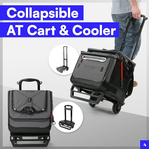 Titan Deep Freeze 60 (50+10) Can Wheeled Cooler - Collapsible Rolling Cooler with Wheels and All-Terrain Cart