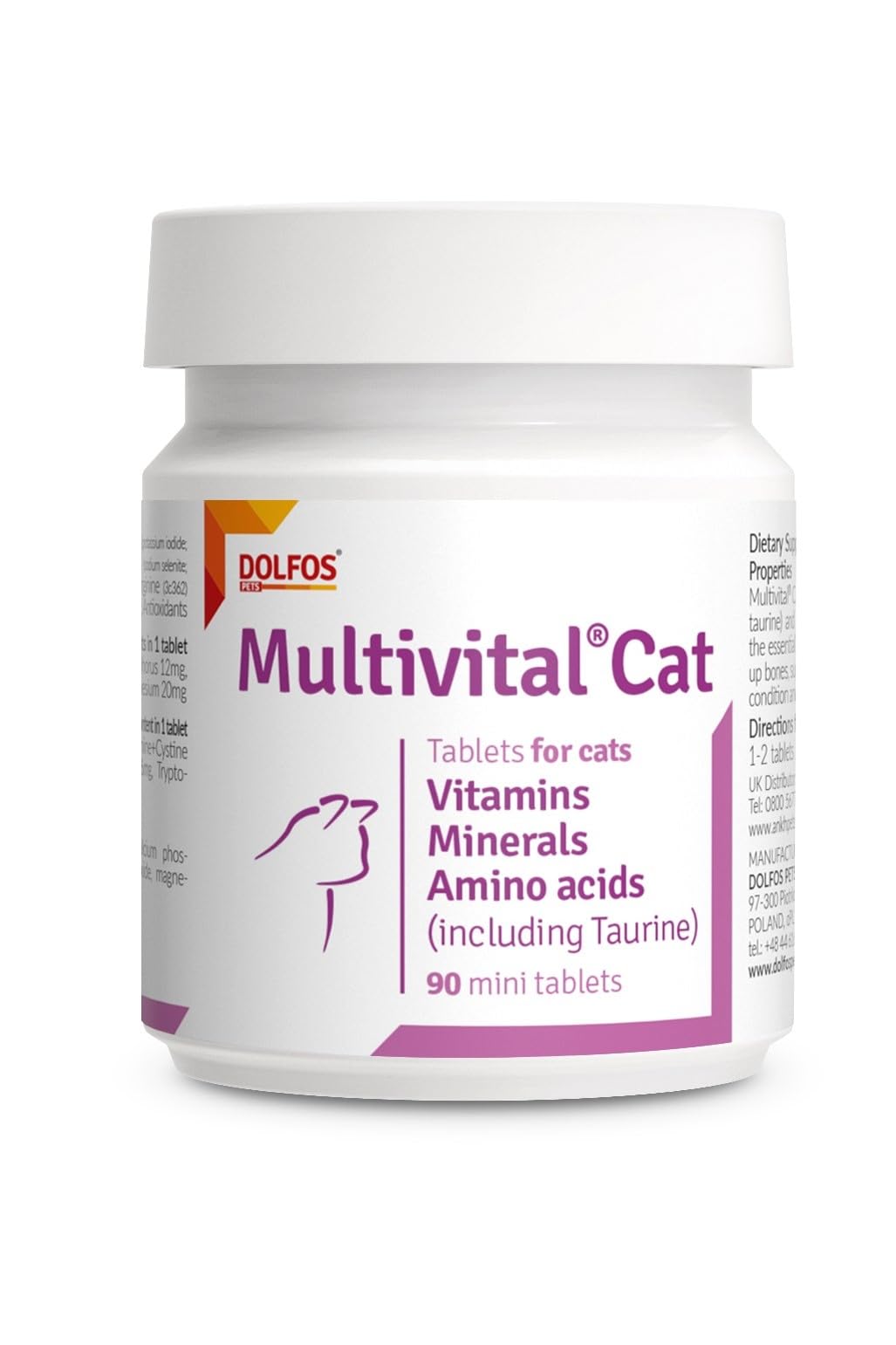 Multivital Cat 90 Mini Tablets Vitamins Minerals Amino acids Taurine for Cats