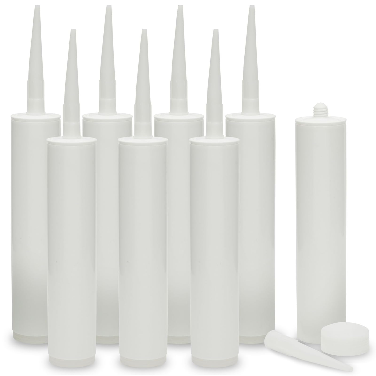 Photo 1 of Bright Creations Empty Caulking Sealant Tubes - 11 Ounce Refillable Cartridges for Grout Cracks, Tiles, & Repairs - Pack of 8 Refillable Caulking Tubes (8x2 Inches)
