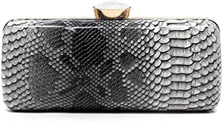 Elphis Animal Print Leopard Python Snake Skin Glossy Hard Case Clutch Evening Bag