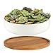 Y&M(TM) Succulent Planter Ceramic with Bamboo Tray, 6 inch Modern White Ceramic Round Design for Succulent Planter Cactus Pots Decorative Flower Holder Bowl Basin,Tub