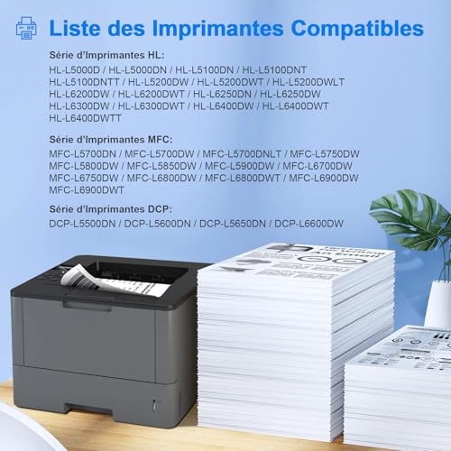 ONLYU TN3480 Cartouche de Toner Compatible pour Brother TN-3480 TN3480 TN 3480 HL-L5100DN MFC-L5750DW HL-L5200DW pour MFC-L5700DW HL-L6400DW HL-L5000D DCP-L5500DN TN-3430 TN3430 TN 3430 Noir, 2-Pack