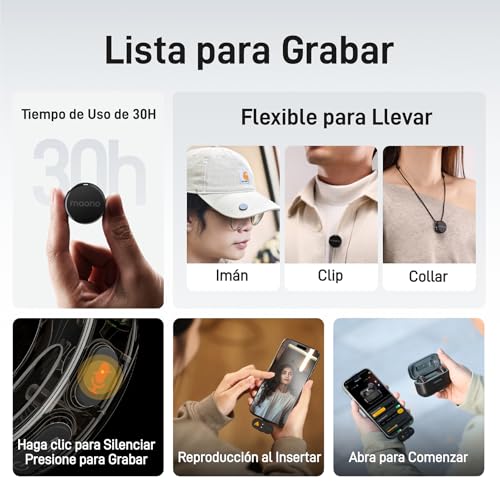 MAONO Wave T5 Combo (2TX+3RX+Estuche de Carga) Microfono Inalambrico, Micrófono De Solapa Inalámbrico para Cámara iPhone Android PC, 48 KHz 24 bits, Cancelación de Ruido, para Grabar Videos Podcast