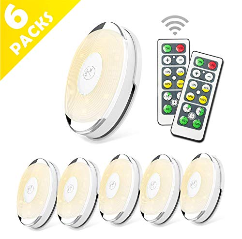 Puck Lights with Remote, Starxing Wireless Led Puck Lights Battery Operated, Led Puck Lights with Remote Control, Led Under Cabinet Lighting, Dimmable Closet Light, Battery Powered, 4000K(Set of 6) - Thumbnail 7