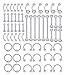 Jstyle 60Pcs Body Jewelry Piercing Lot Stainless Steel Nose Horseshoe Lip Tongue Eyebrow Tragus Body Piercing Navel Belly Ring Barbells 14G-16G